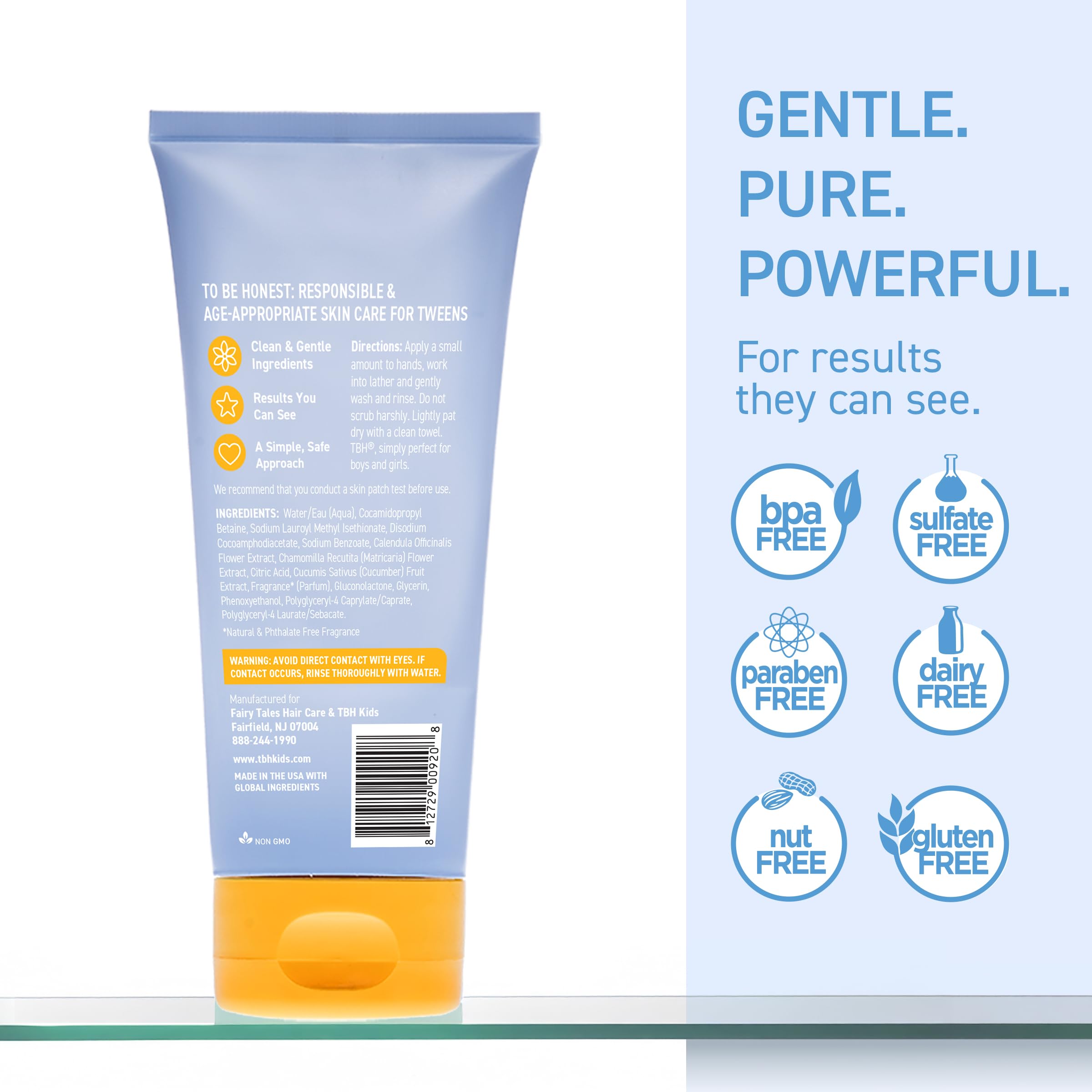 TBH Kids Gentle Gel Face Wash chamomile calendula ingredients promoting soothing care