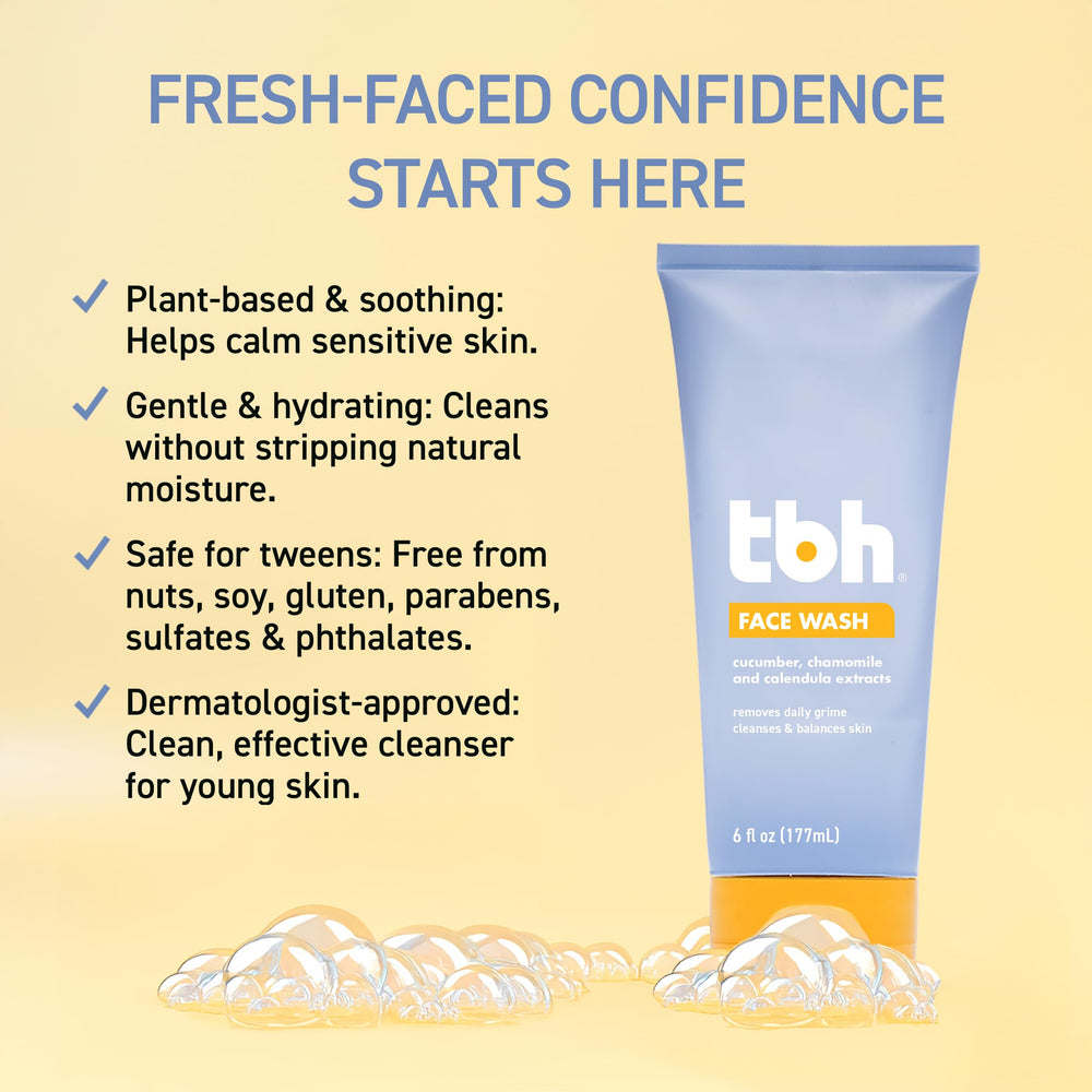 TBH Kids Gentle Gel Face Wash dye-free formula in a 6 oz bottle