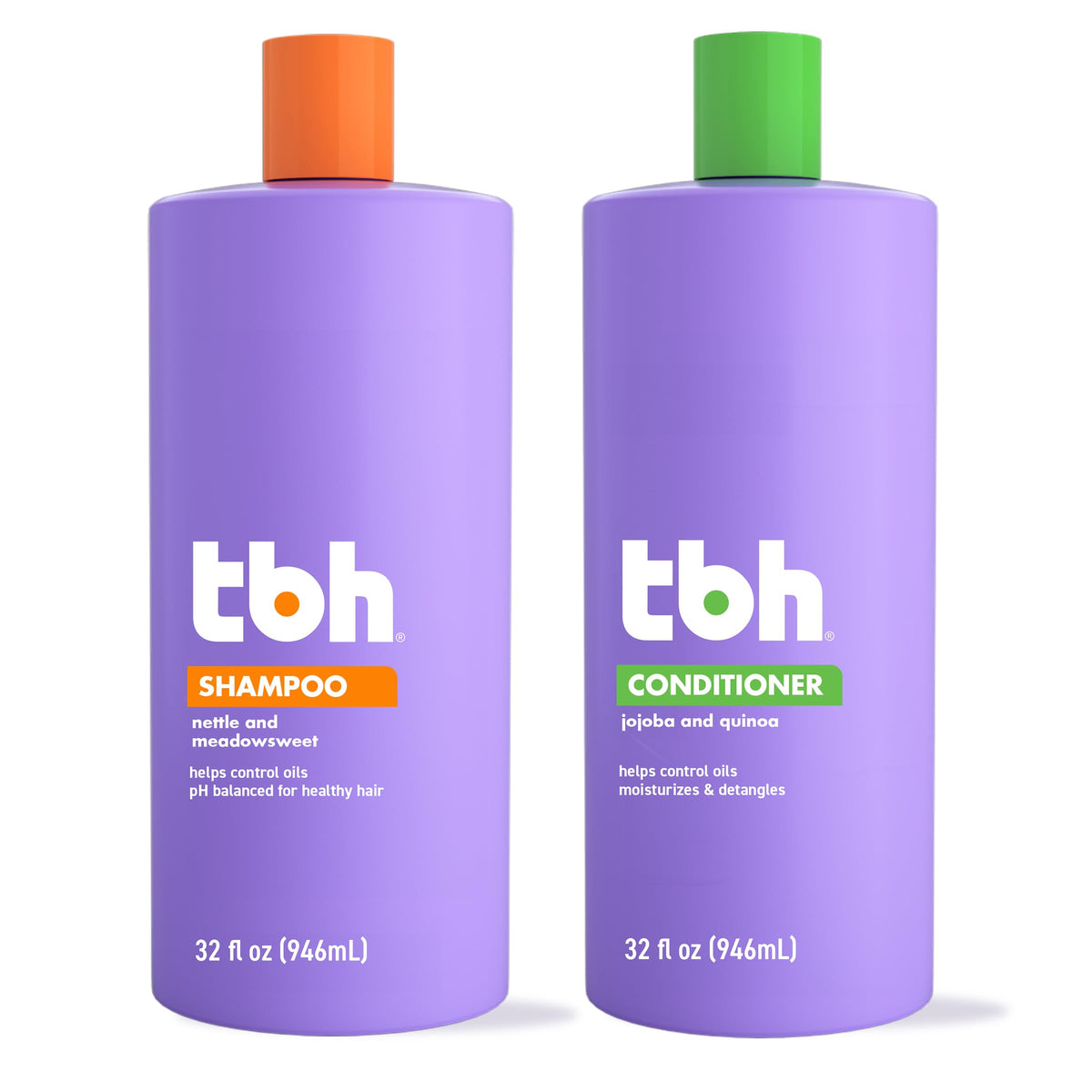 TBH Kids & Teen Shampoo bottle close-up highlighting gentle, sulfate-free cleansing for all hair types.
