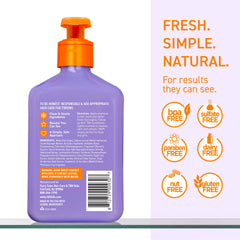 TBH Teen & Kids Shampoo bottle back label—natural ingredients for healthy scalp balance