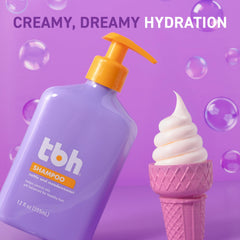 TBH Teen & Kids Shampoo on wet hair—controls oil and reduces frizz