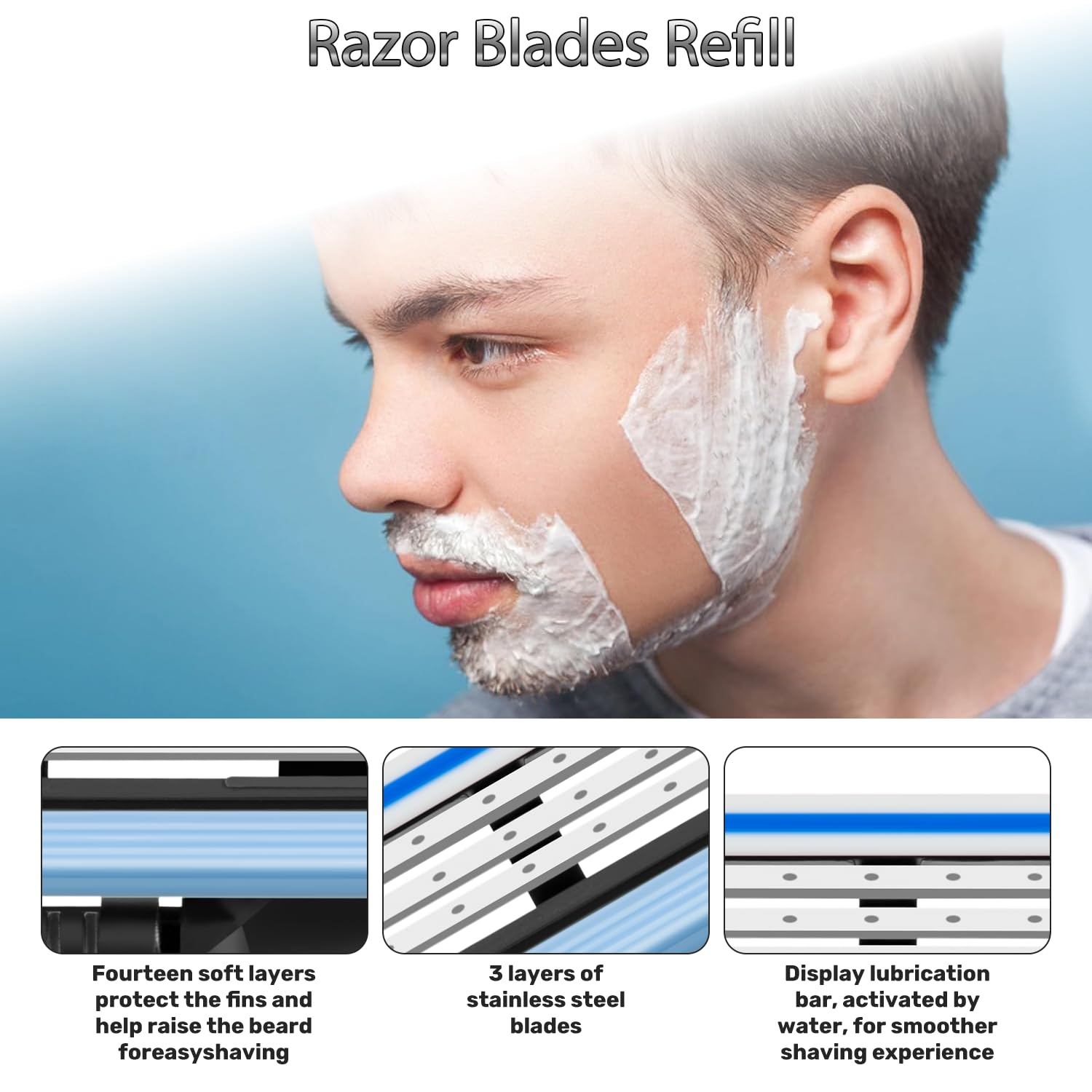 T.Chilyn mach-3-compatible-blades click securely for a comfortable, tug-free shave.