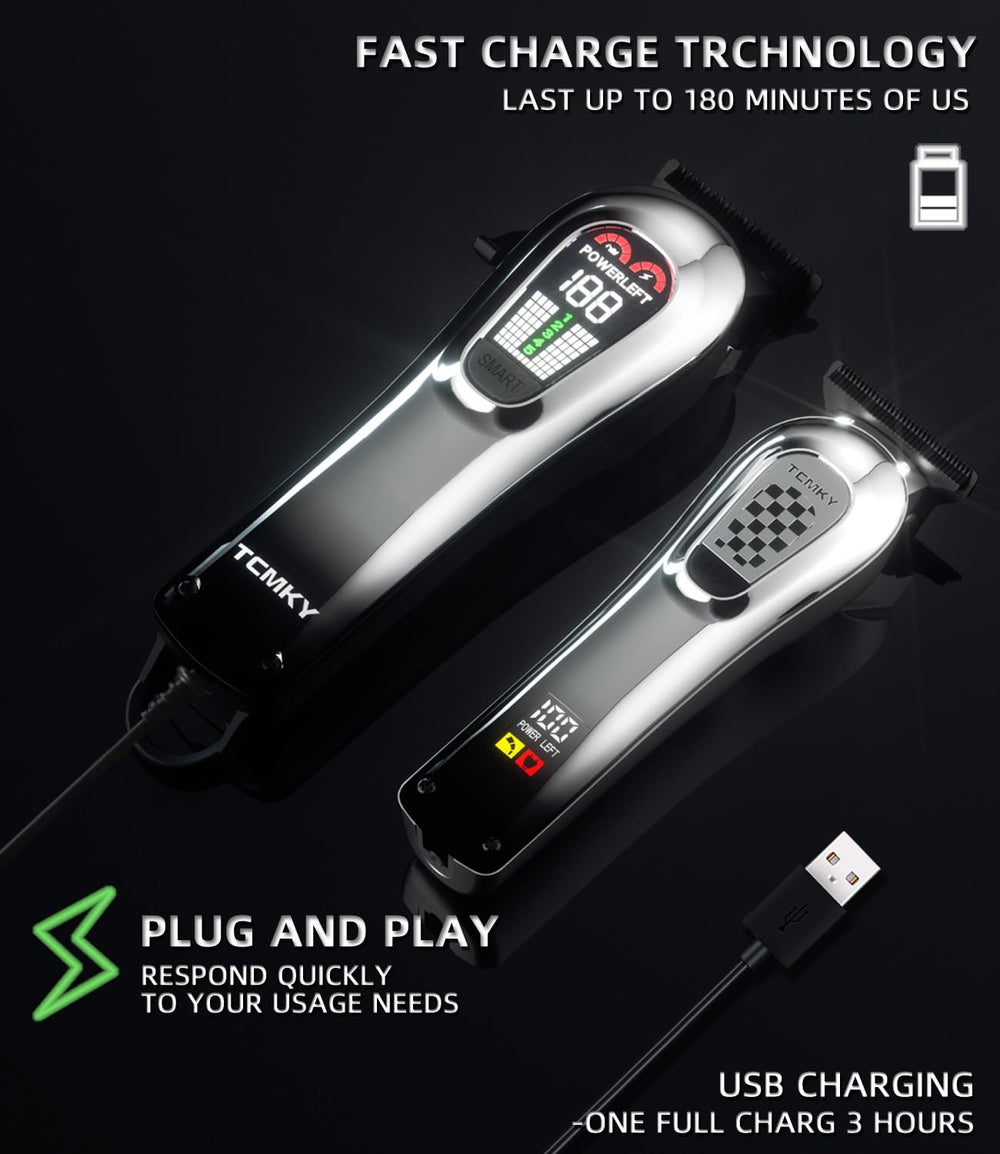 TCMKY hair clipper LED display shows power and maintenance alerts