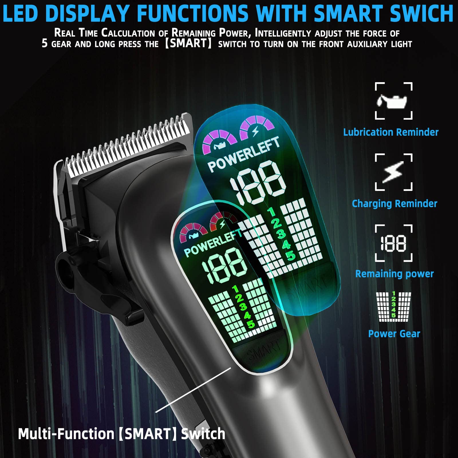 TCMKY hair clippers auxiliary light aids precise cuts in dim conditions
