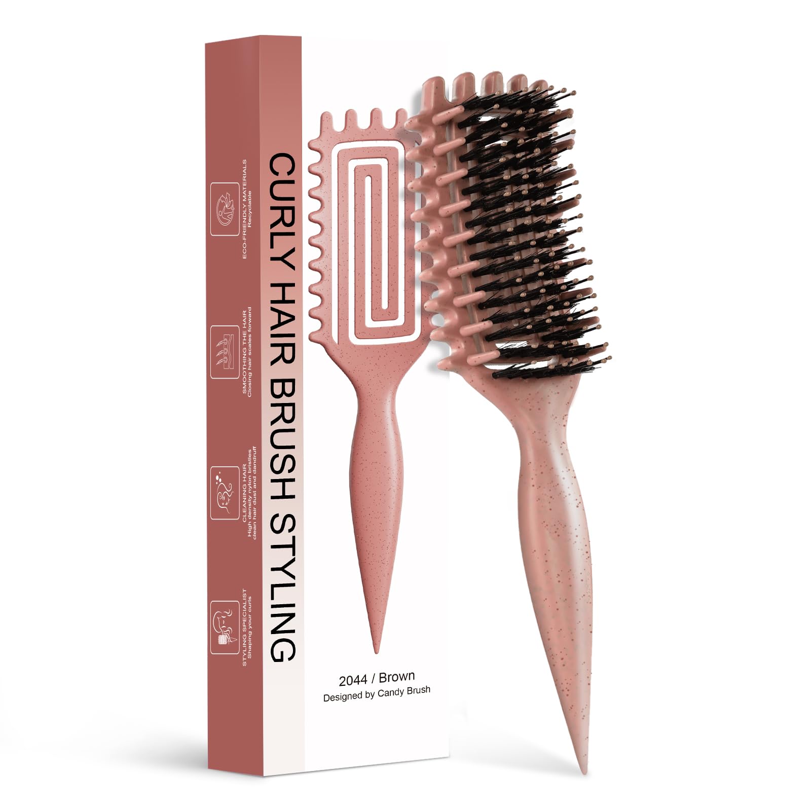 Tcsxady Curly Hair Brush with ergonomic handle for comfortable styling.