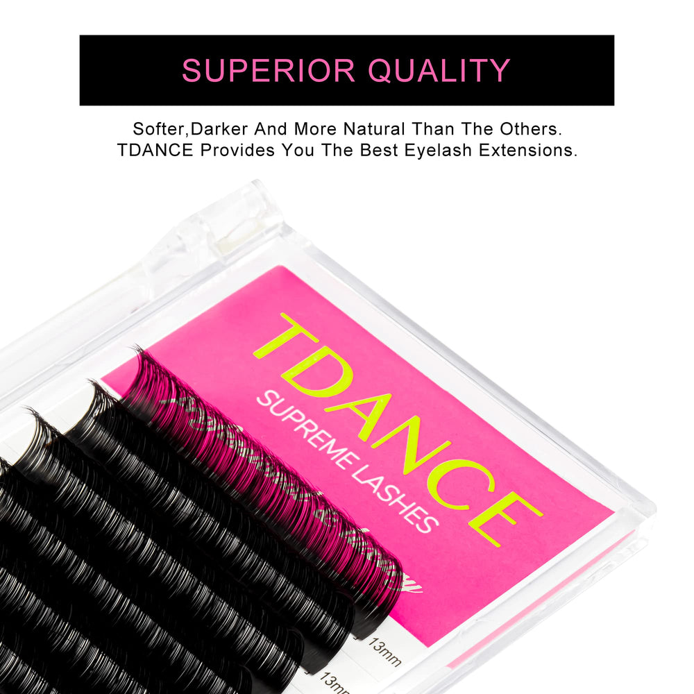 TDANCE lash-extension matte black length options 8-15mm for natural-to-medium looks