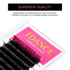 TDANCE lash-extension matte black length options 8-15mm for natural-to-medium looks