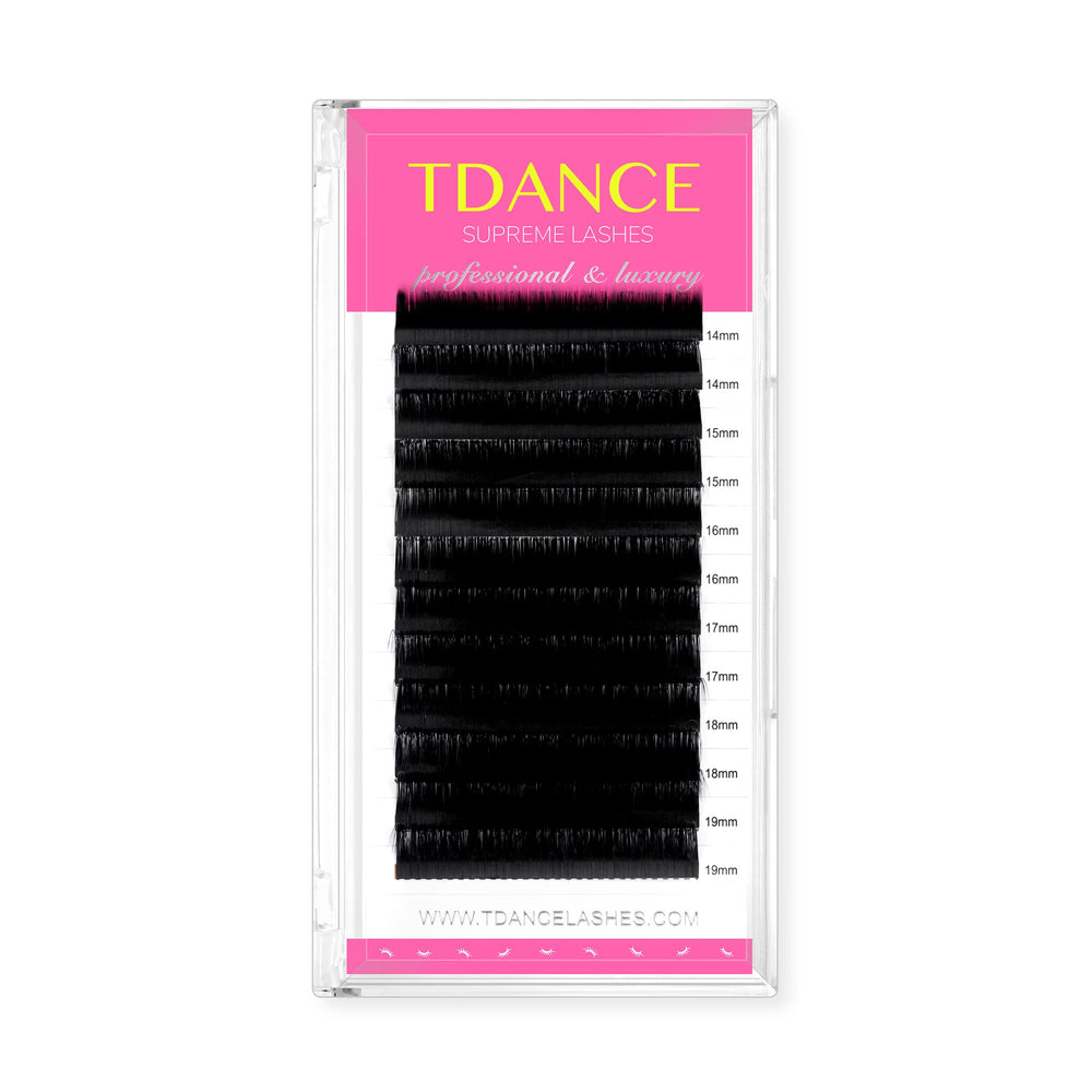 TDANCE lash-extension matte black tray with mixed lengths for customized volume options