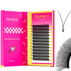 TDANCE YY lash fans in matte black show fluffy Y-shape for natural enhancement.