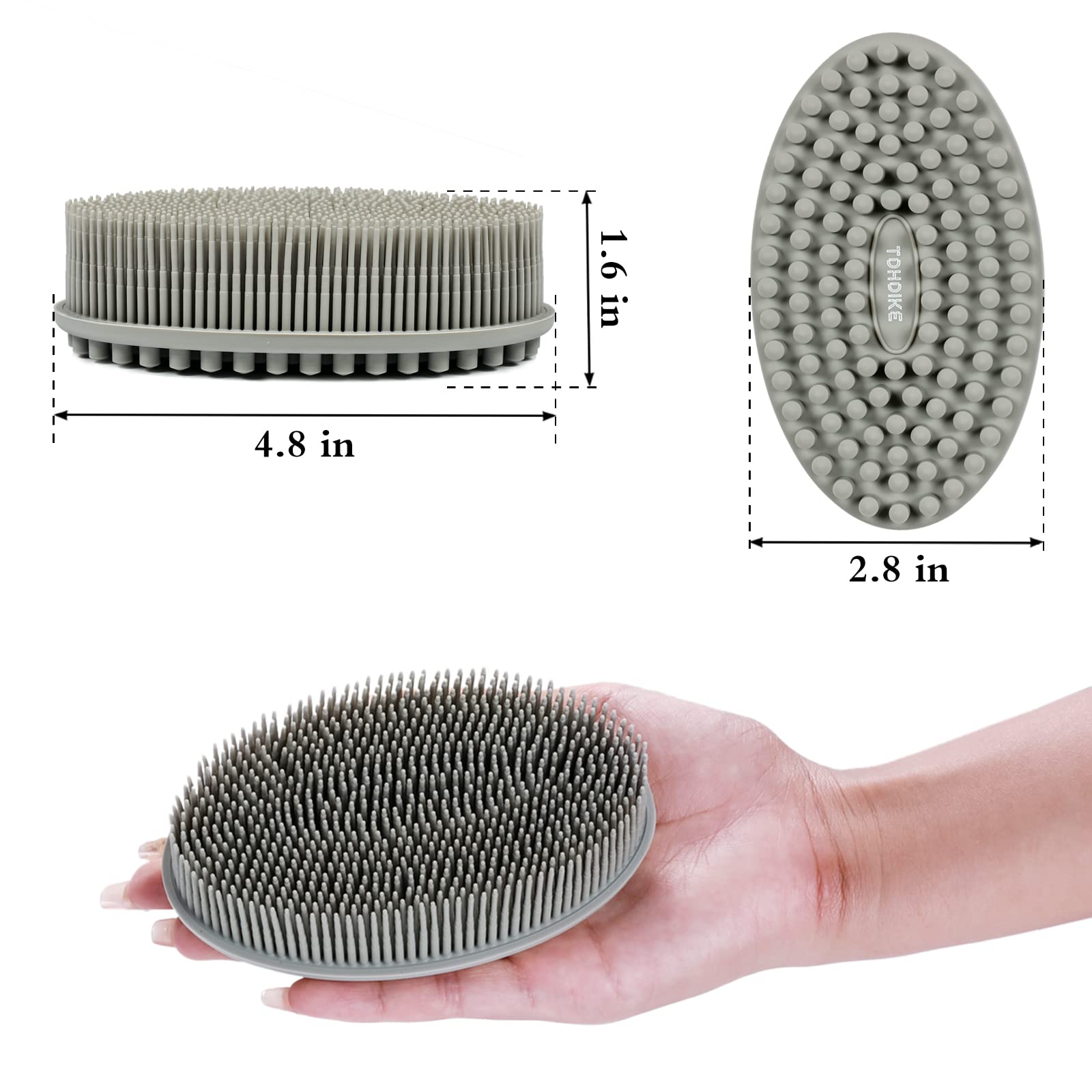 TDHDIKE silicone body scrubber soft-bristles closeup provides gentle exfoliation for sensitive skin