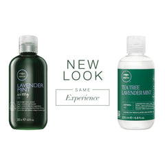 Tea Tree Lavender Mint Defining Gel label closeup highlights calming lavender scent.