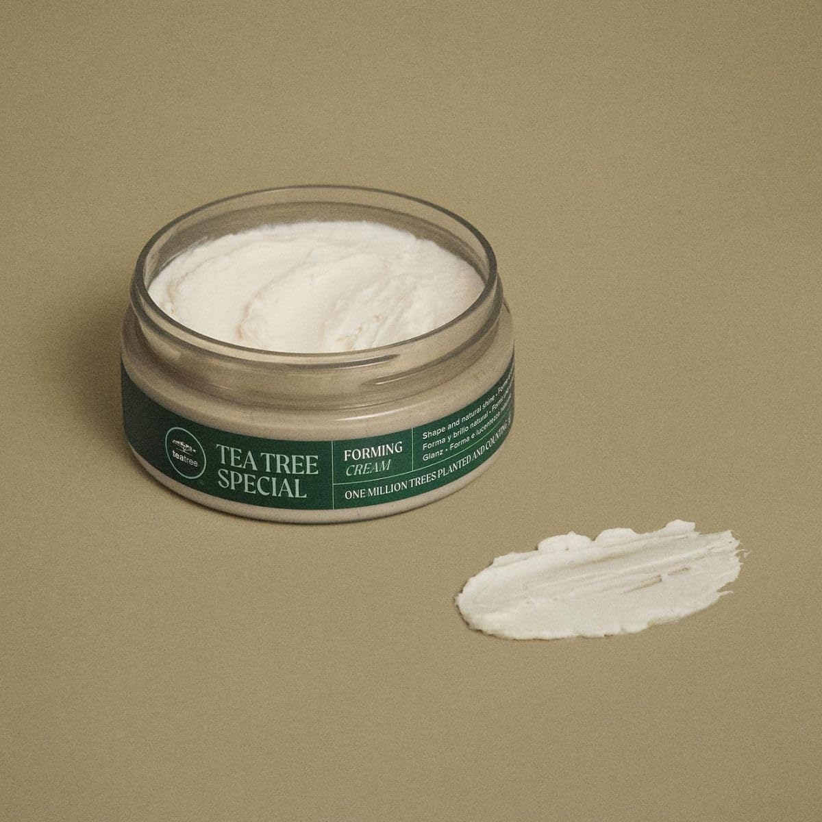 Tea Tree Forming Cream on damp hair boosts fullness with a no-sticky feel.