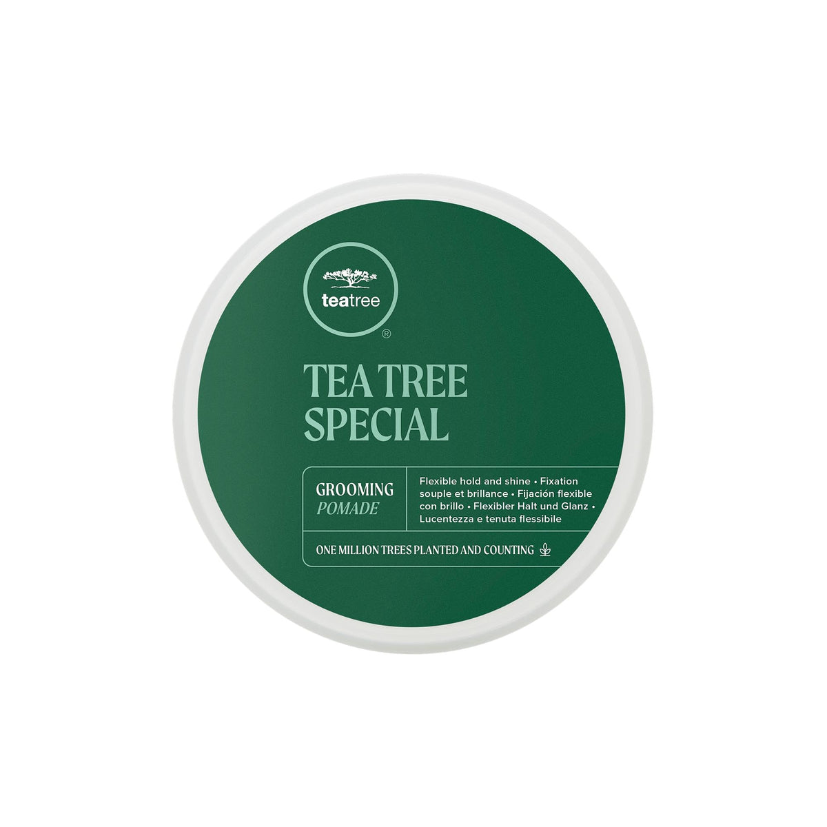 Tea Tree Grooming Pomade packaging hints at convenient on-the-go styling