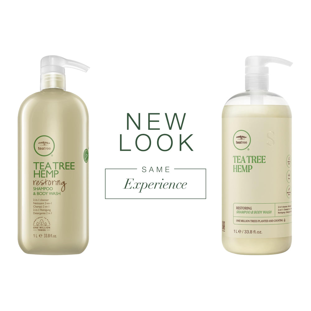 Tea Tree Hemp Restoring Shampoo foam-lather highlights creamy texture for soothing cleanse.