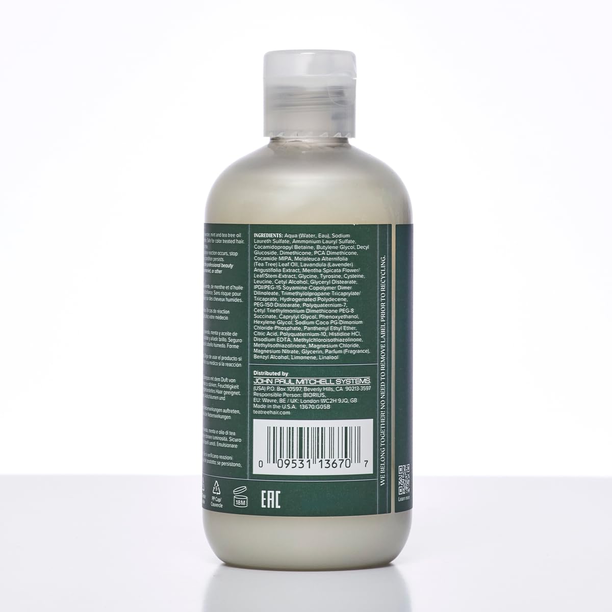 Tea Tree Lavender Mint Moisturizing Shampoo spa aroma supports a relaxing daily routine.