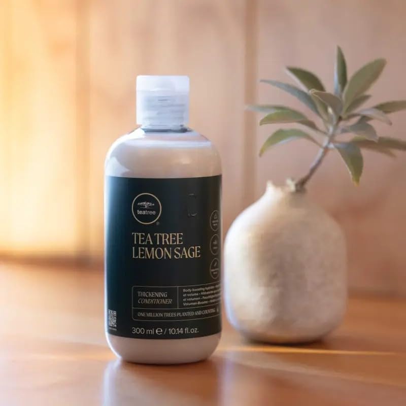 Tea Tree Lemon Sage Thickening Conditioner packaging update conveys ongoing makeover.