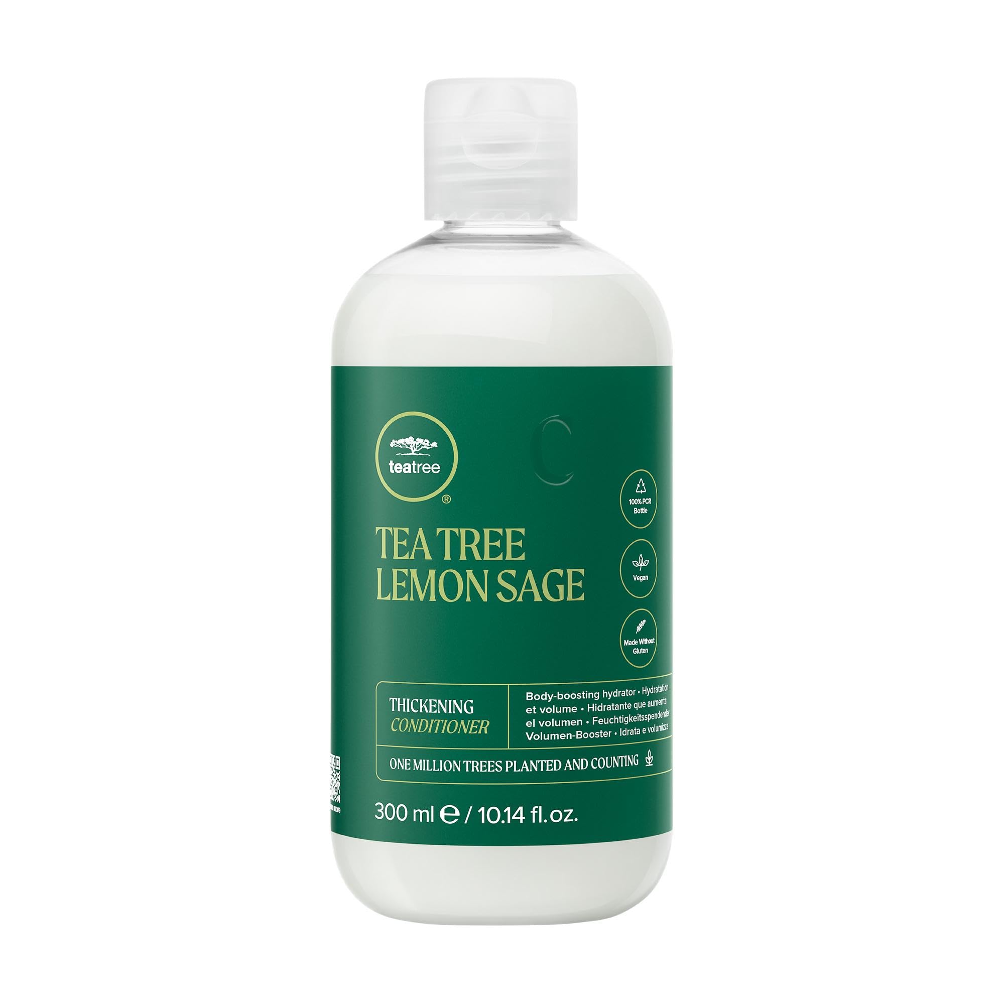 Tea Tree Lemon Sage Thickening Conditioner bottle boosts light hair with citrus-inspired volume.