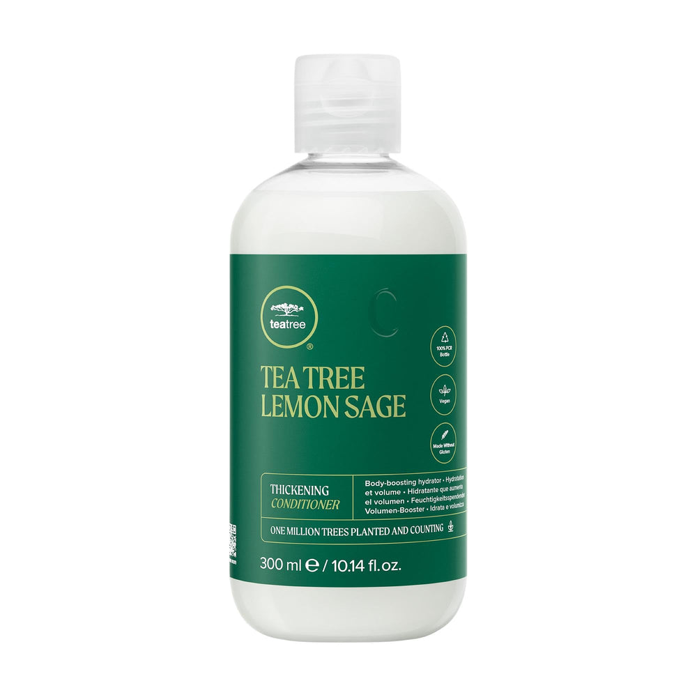 Tea Tree Lemon Sage Thickening Conditioner bottle boosts light hair with citrus-inspired volume.