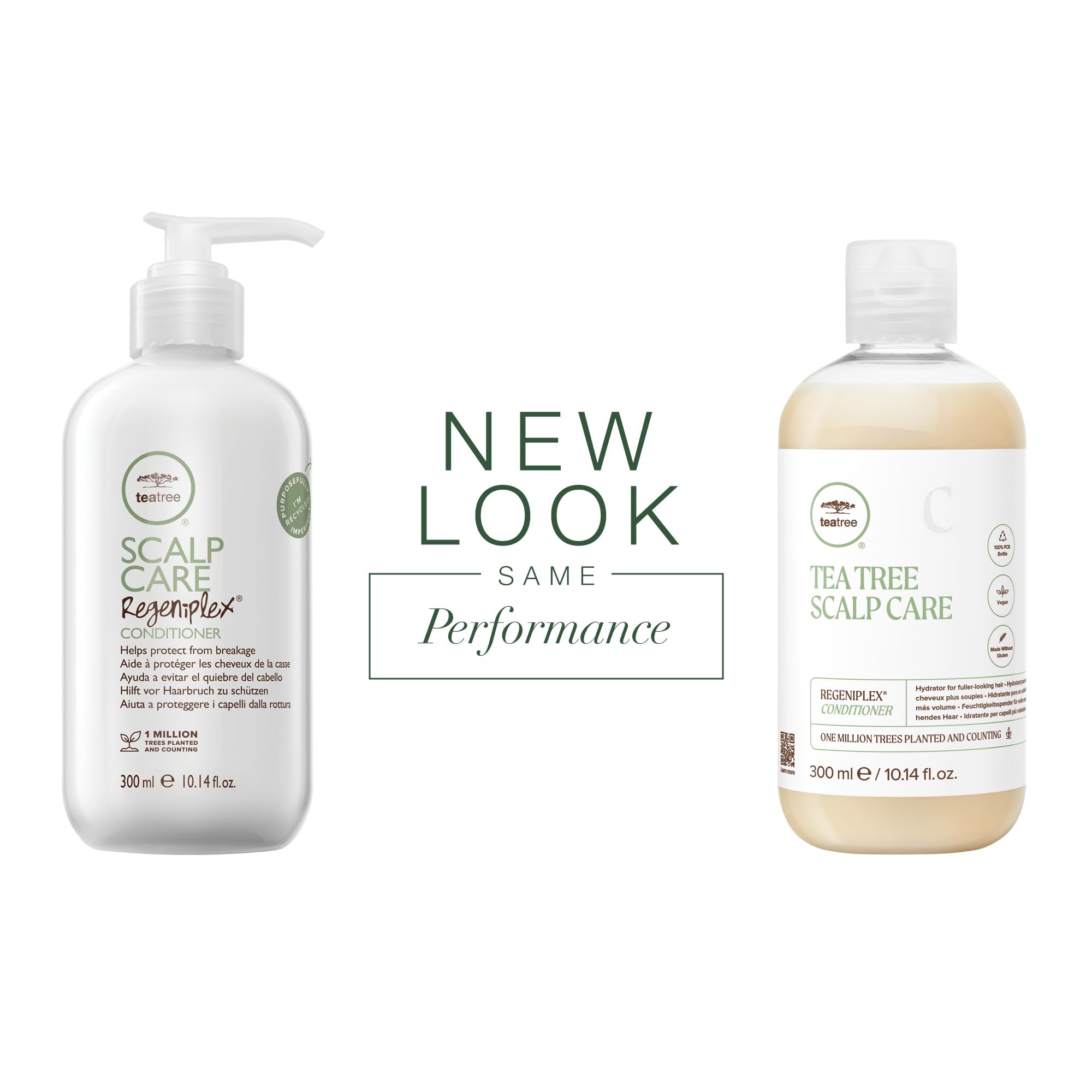 Tea Tree Regeniplex conditioner bottle pour highlights smooth detangling and styling.