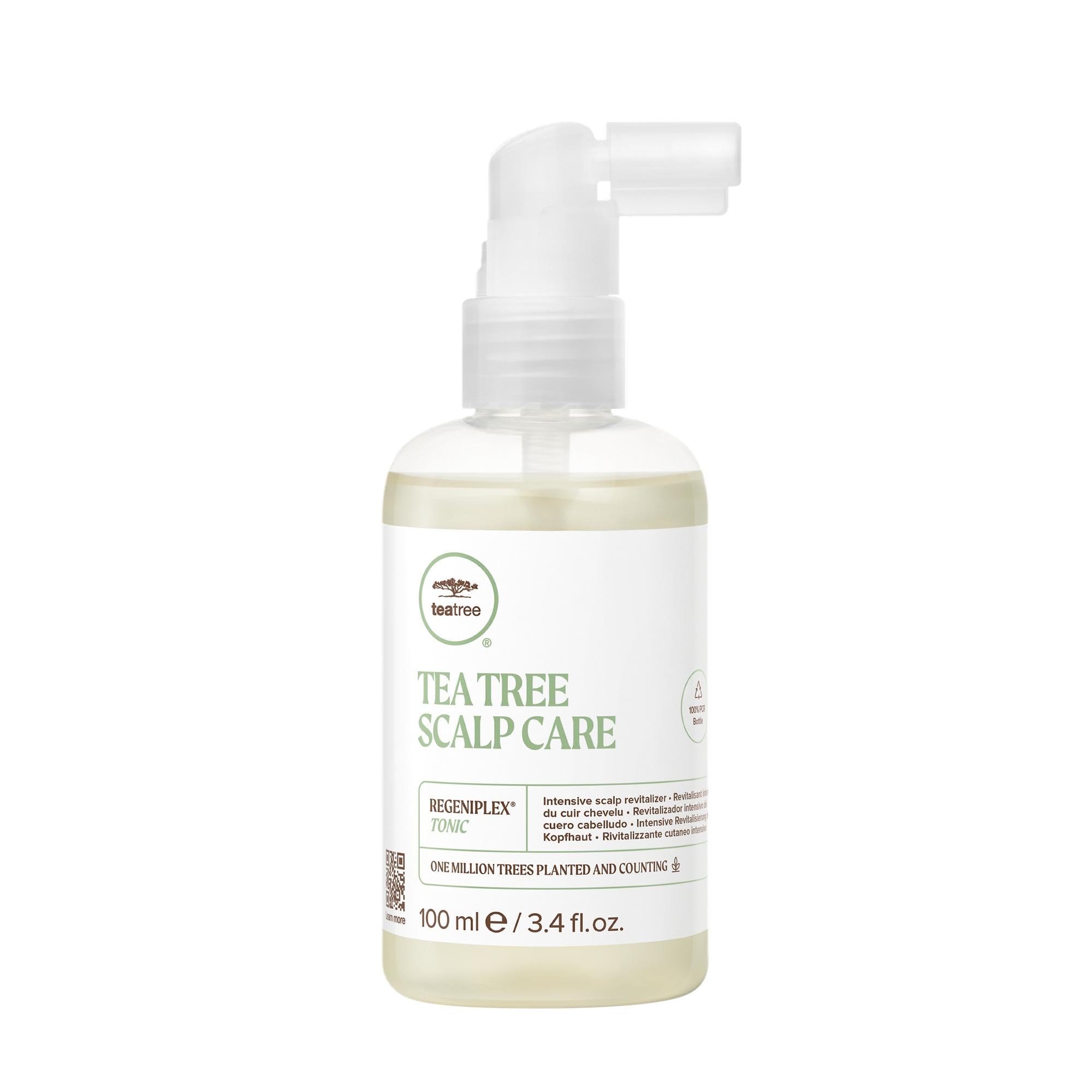 Tea Tree Regeniplex tonic bottle for refreshed scalp and fuller-looking hair.