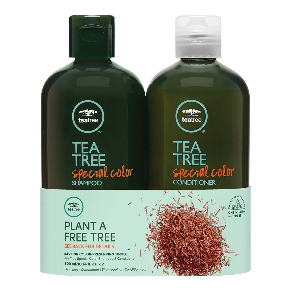 Tea Tree Special Color Conditioner bottle showcases detangling and color protection for smoother hair.