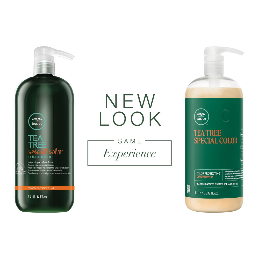 Tea Tree Special Color Conditioner pour demonstrates smooth distribution for easier detangling.
