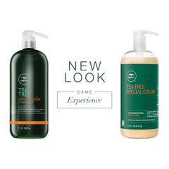 Tea Tree Special Color Conditioner pour demonstrates smooth distribution for easier detangling.
