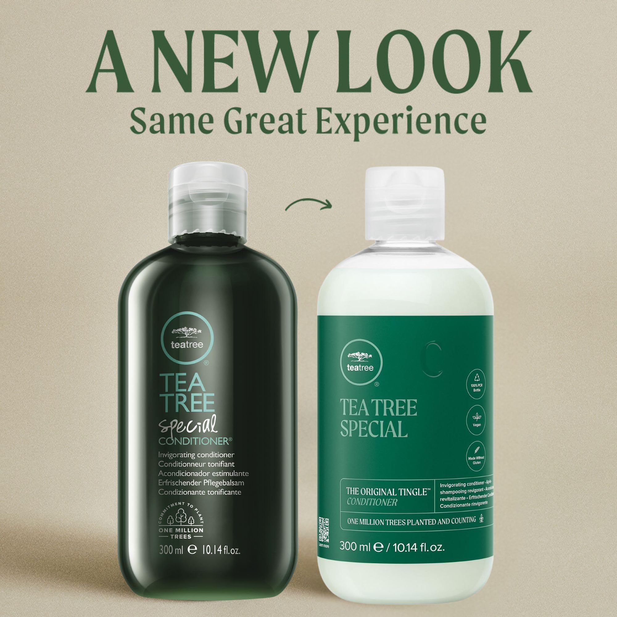 Tea Tree Special Conditioner label closeup highlighting soothing botanical blend