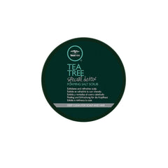 Tea Tree Special Detox Foaming Salt Scrub bottle promotes scalp refresh with invigorating scent