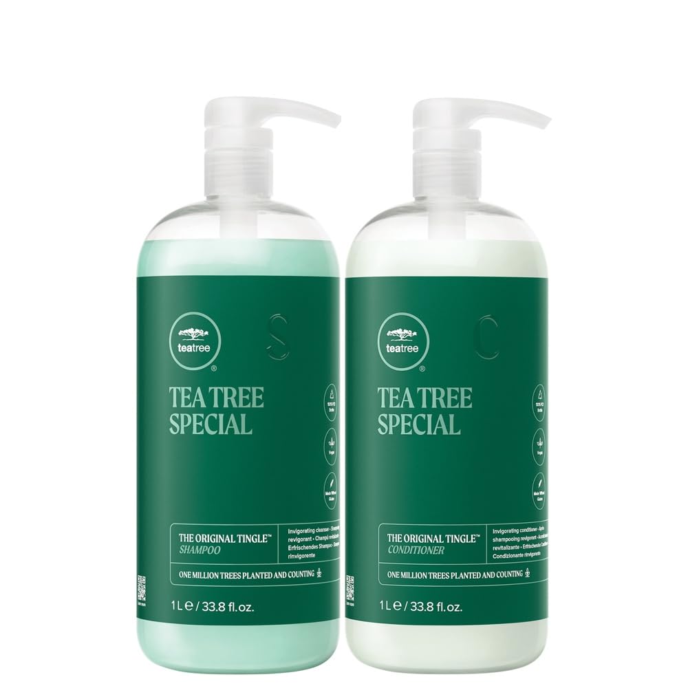 Tea Tree Special Liter Duo shampoo bottle—invigorating scalp massage and refreshing aroma