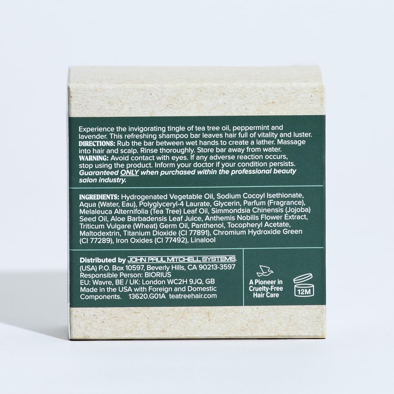 Tea Tree Special Shampoo Bar demonstrates compact format ideal for travel.
