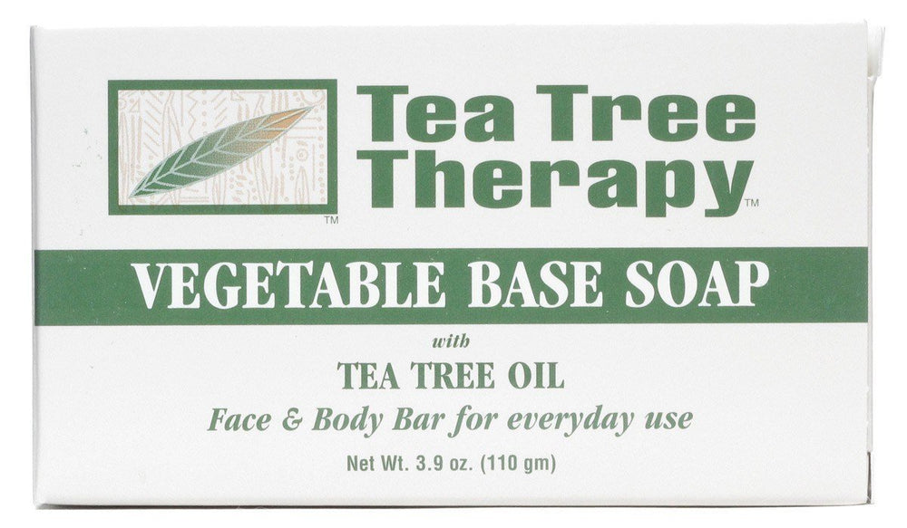 Tea Tree Therapy vegetable base soap bar showing refreshing daily cleanse with tea tree oil