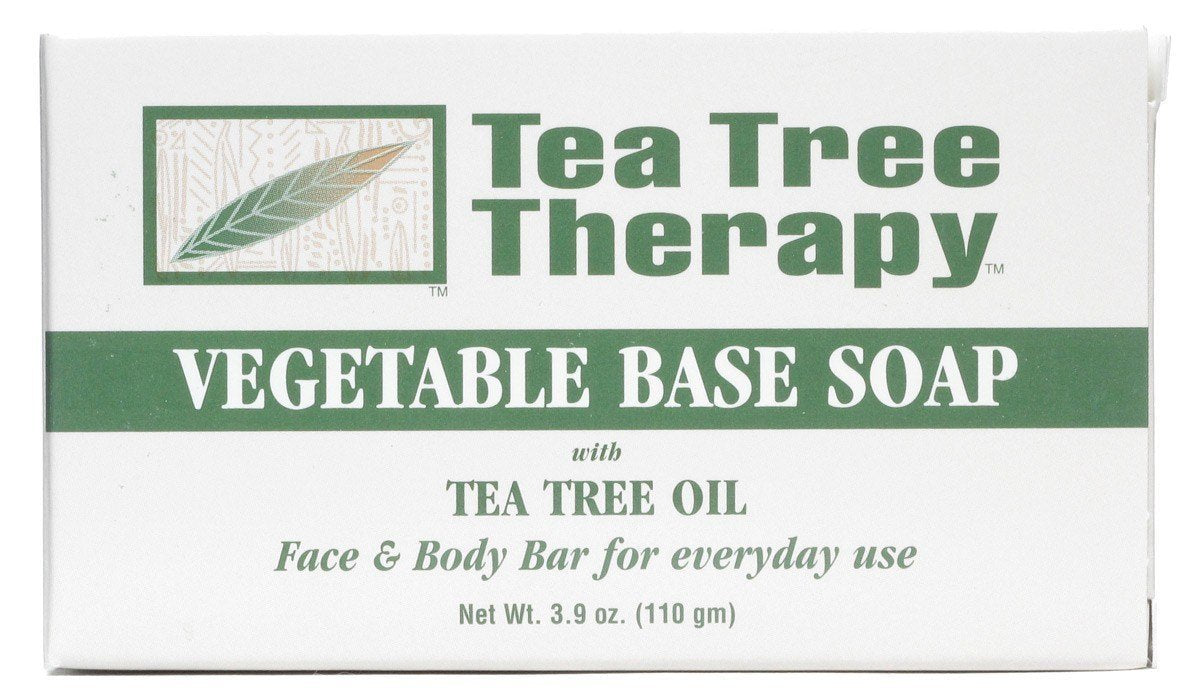 Tea Tree Therapy vegetable base soap bar showing refreshing daily cleanse with tea tree oil