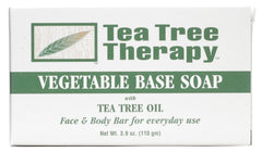 Tea Tree Therapy vegetable base soap bar showing refreshing daily cleanse with tea tree oil