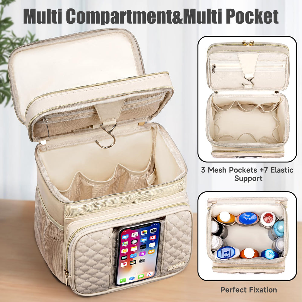 Tealari large capacity toiletry compartments keep cosmetics neatly arranged.