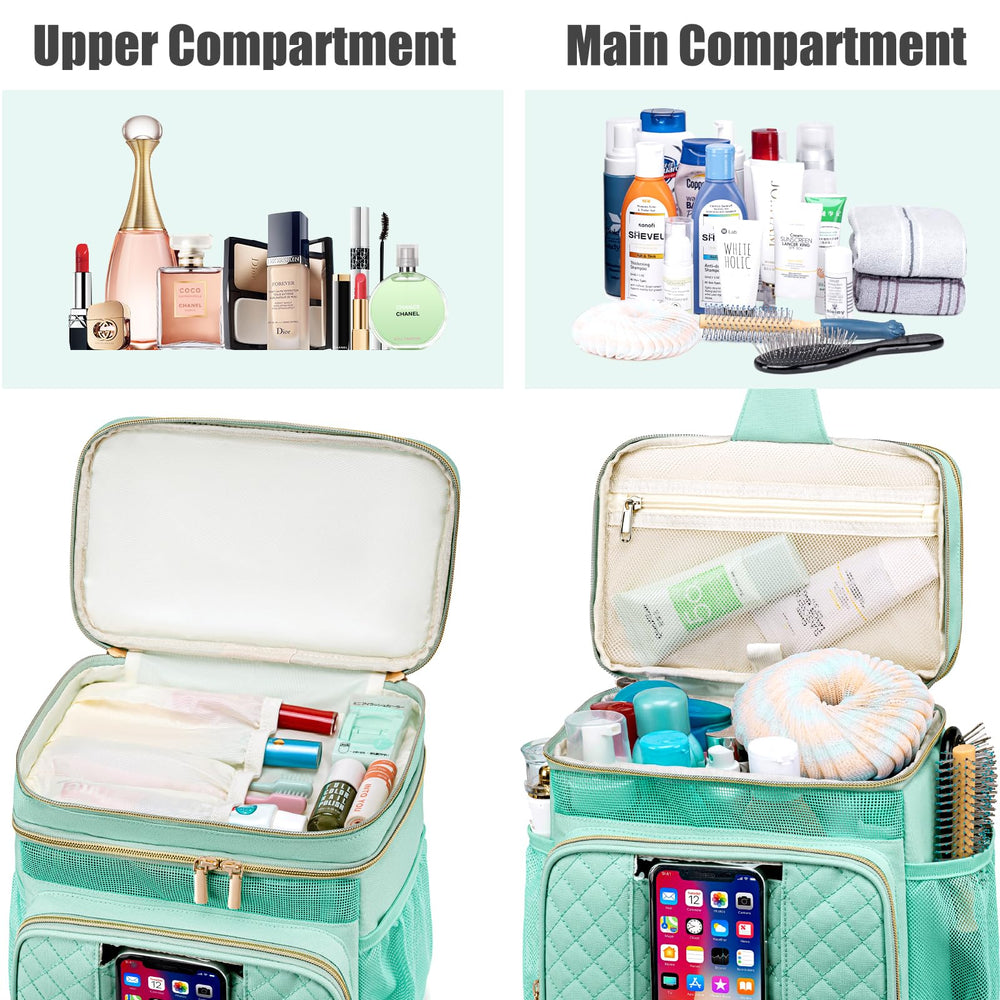 Tealari large toiletry bag fits full-size bottles with clever internal holders.