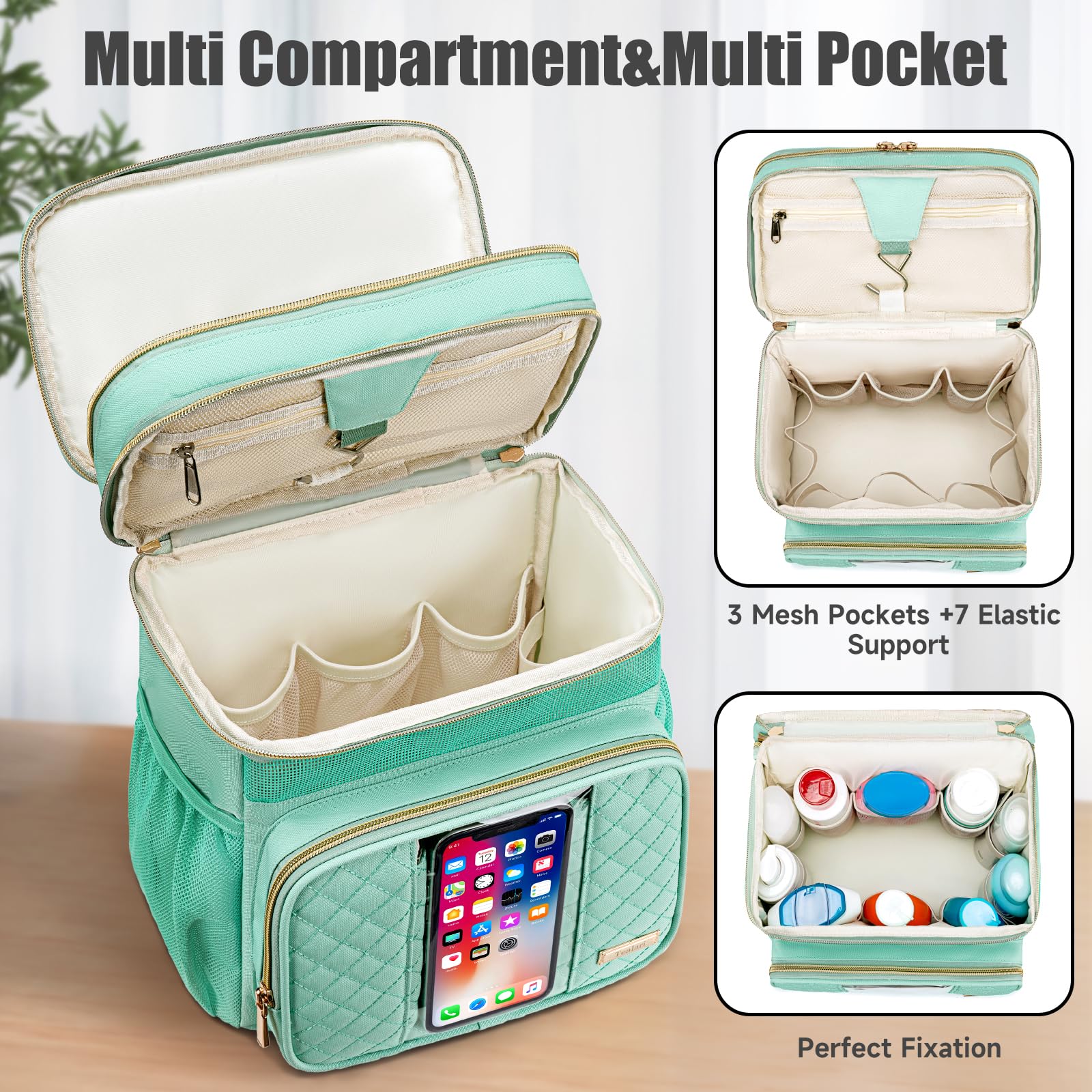 Tealari large toiletry bag includes a sturdy hanging hook for easy bathroom access.