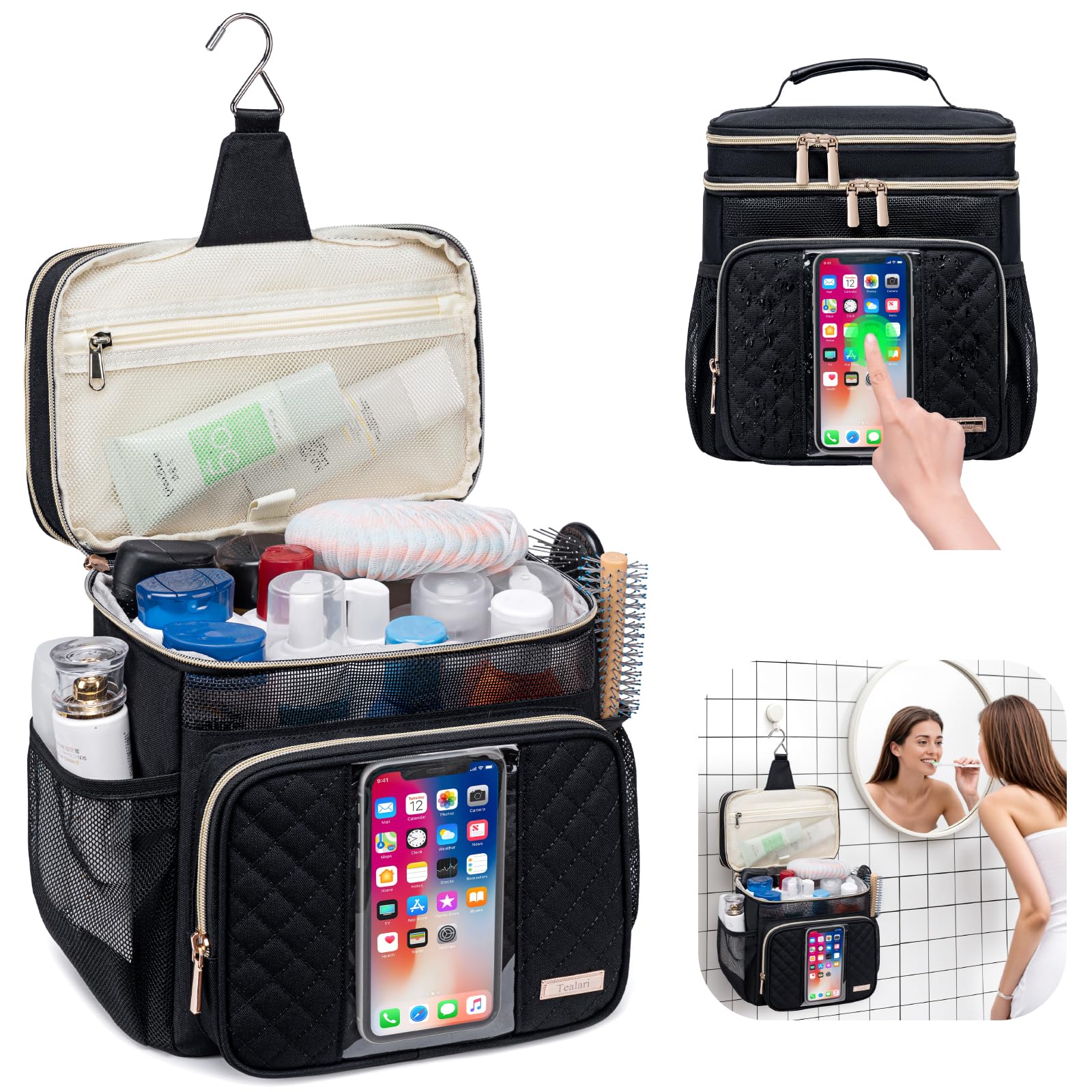 Tealari toiletry bag hanging-hook design for easy access