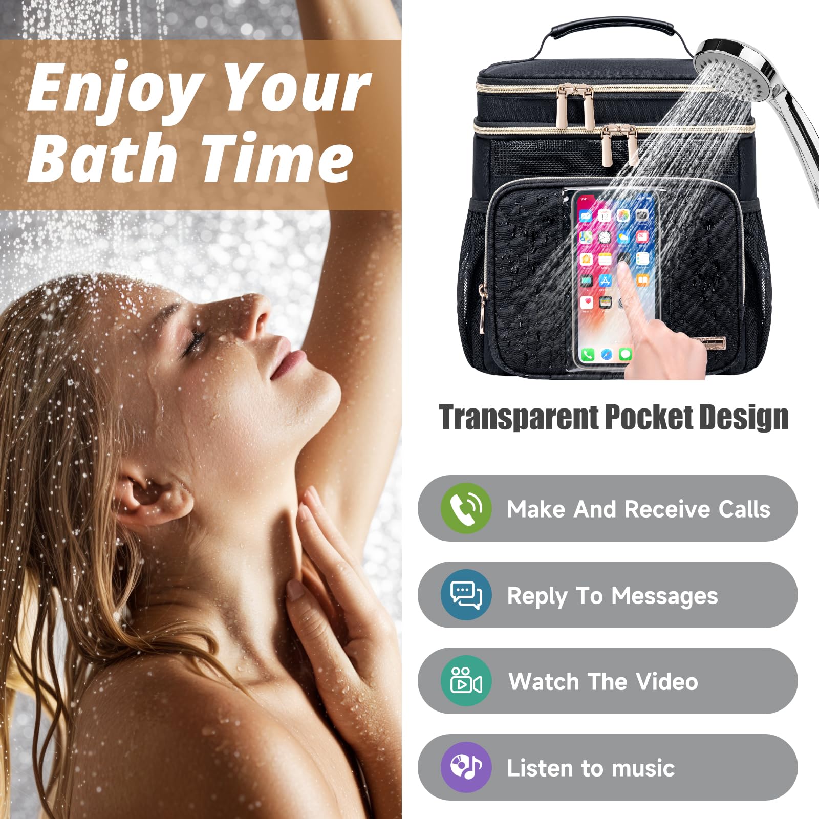 Tealari toiletry bag top compartment for small cosmetics organization