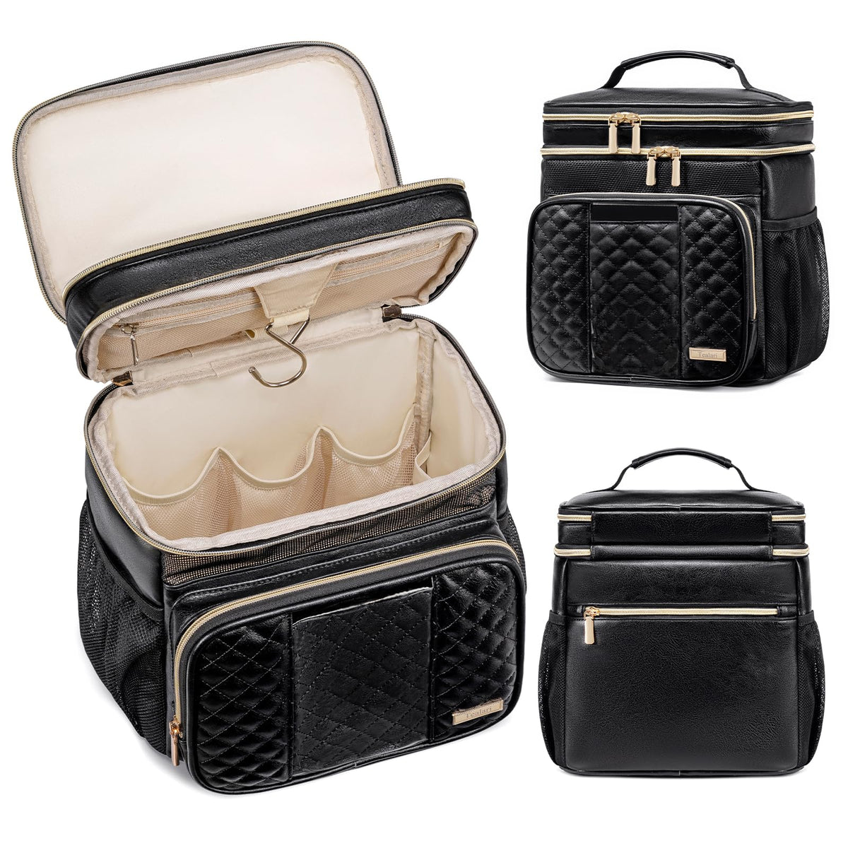 Tealari leather toiletry bag on dorm hook showcasing space-saving organization