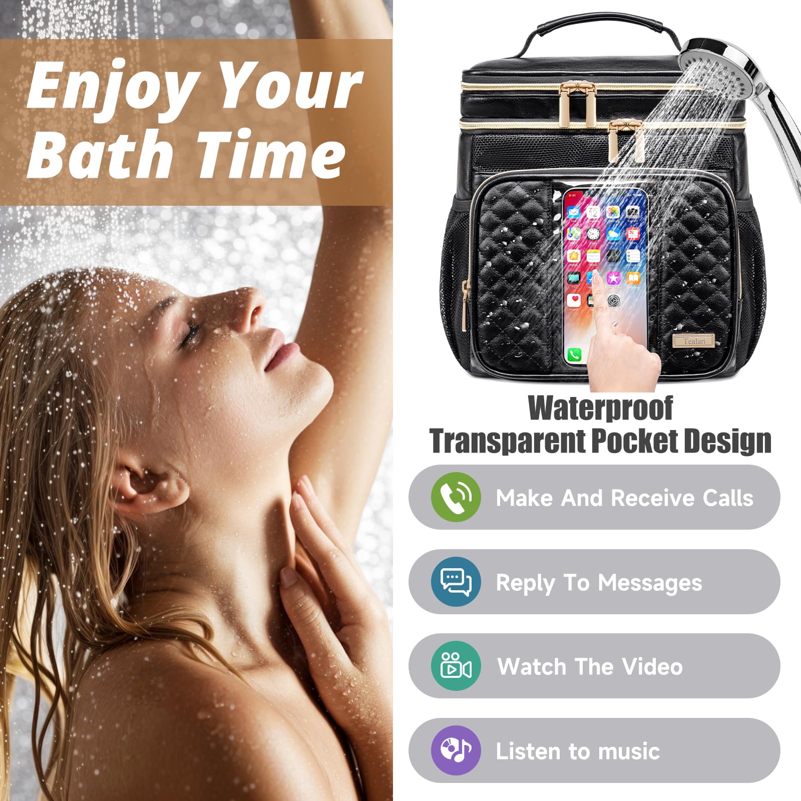 Tealari bag shows gold zipper detail for durable daily use