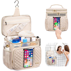 Tealari premium PU leather shower bag interior organization for easy access.