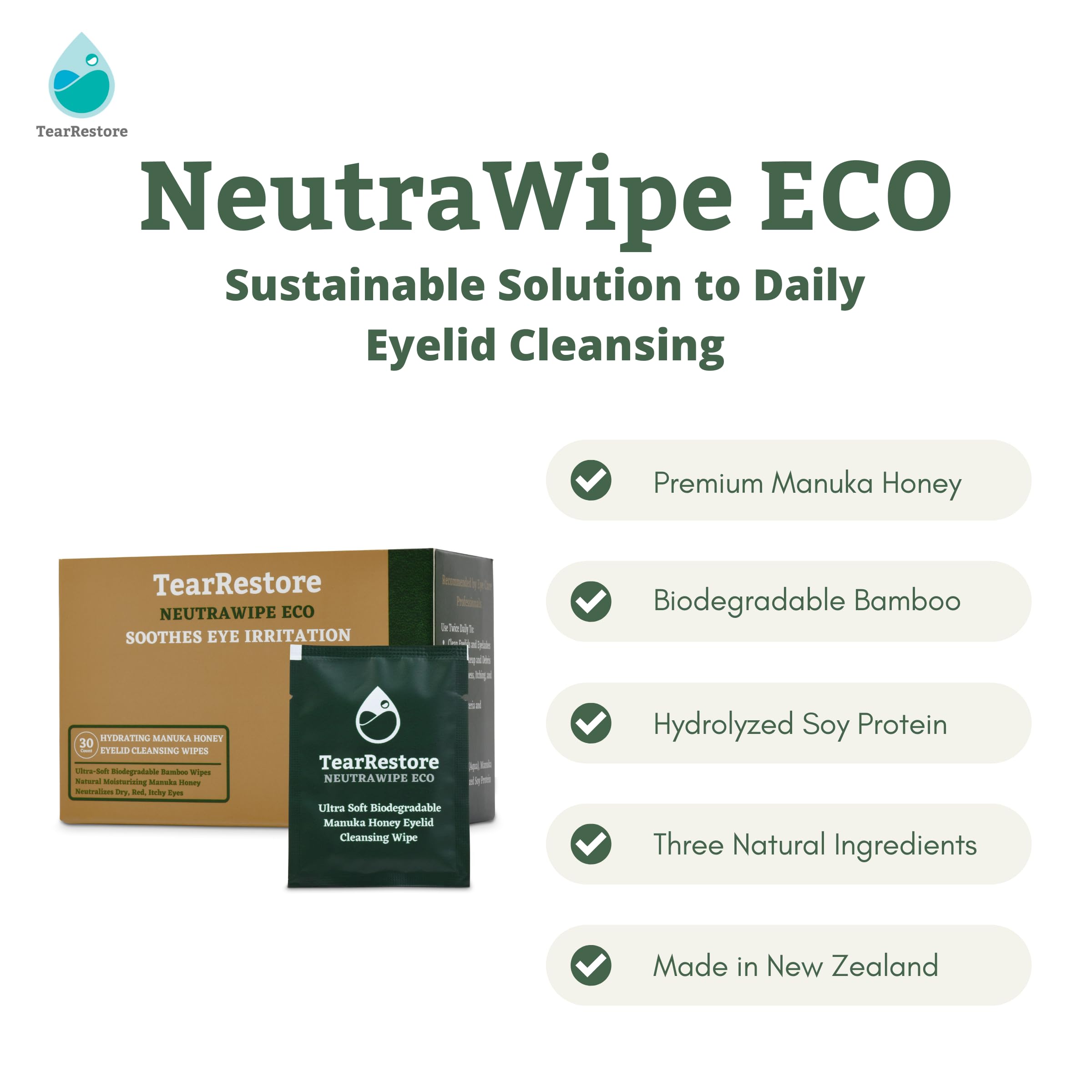TearRestore NeutraWipe eye-cleanse in use demonstrates quick, rinse-free application.
