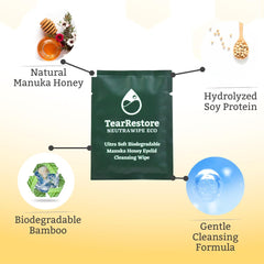 TearRestore NeutraWipe wipes close-up reveals soft texture ideal for gentle cleansing.