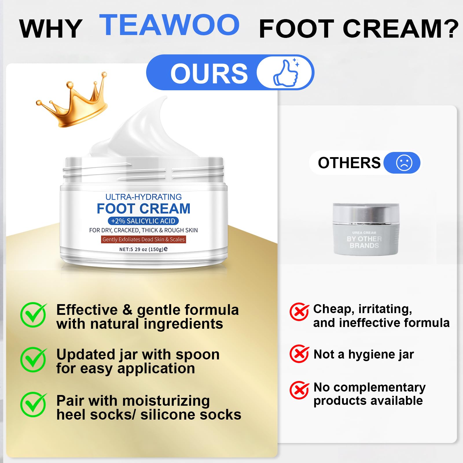 TEAWOO complete kit includes silicone socks for at-home treatment with foot cream.