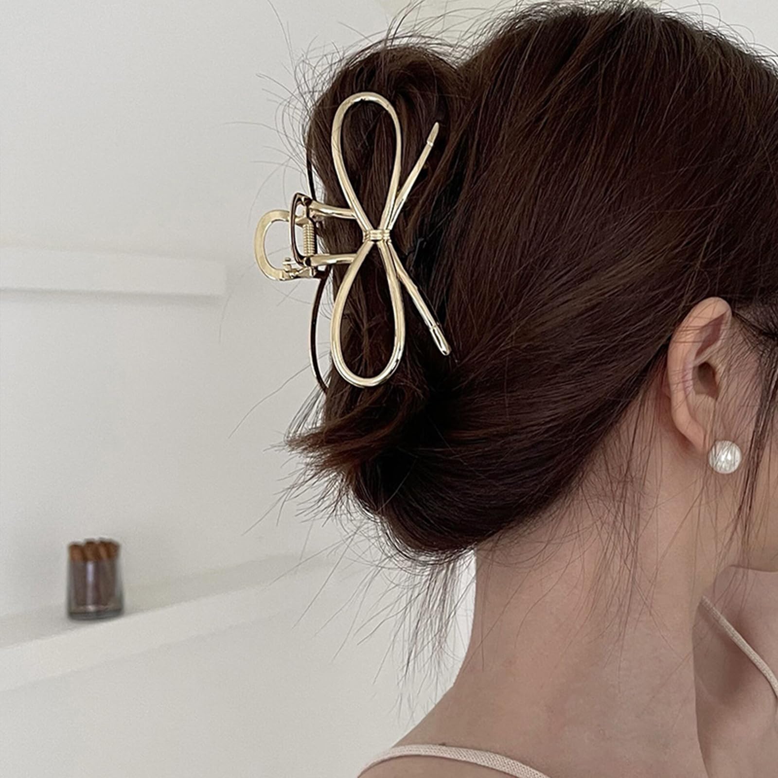TEBIEKOY bow clips gold closeup highlights versatile color and elegant finish
