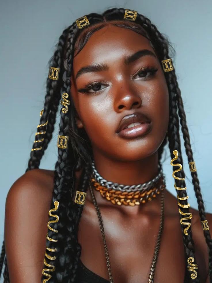 TEBIEKOY gold ear cuffs paired with braid jewelry for festival looks