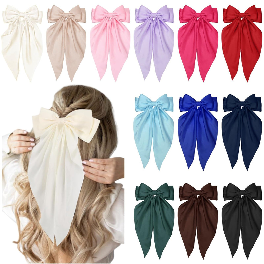 TEBIEKOY hair bows pack of 12 colors offers versatile styling for everyday outfits.