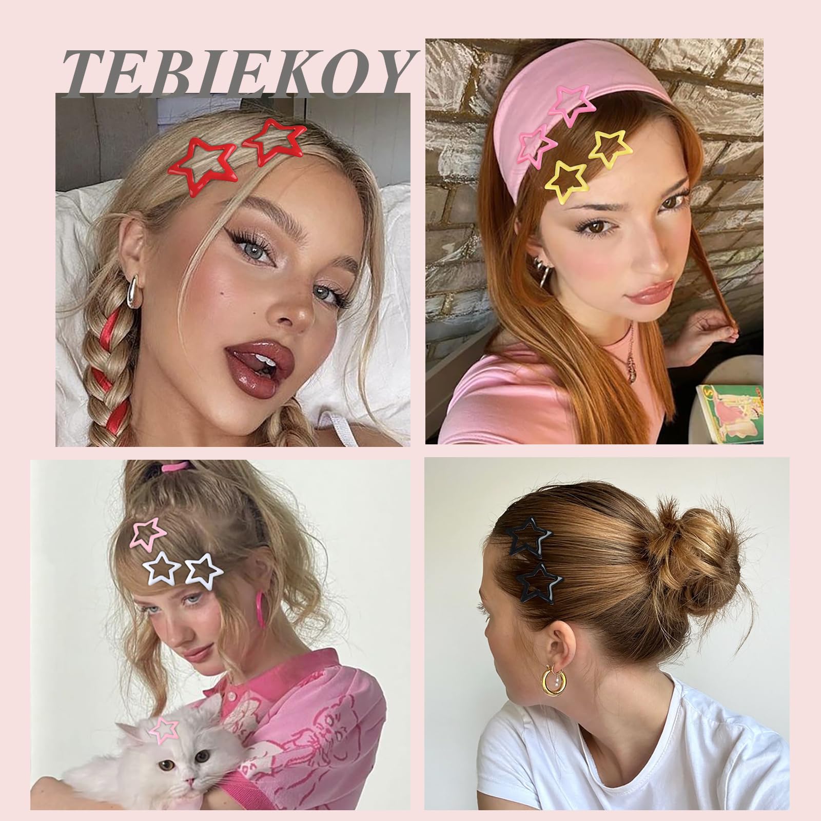 TEBIEKOY gift-ready star hair clips set for teens and friends