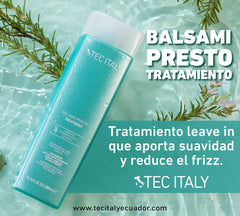 Tec Italy Balsami Presto in-use hair shows detangled, manageable results